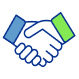 Illustration Of Two Hands Shaking, One In White With Blue Cuff And The Other In White With Green Cuff, Symbolizing Agreement Or Partnership.