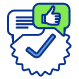 Icon Showing A Speech Bubble With A Thumbs-Up And A Checkmark Seal, Symbolizing Approval Or Successful Communication.